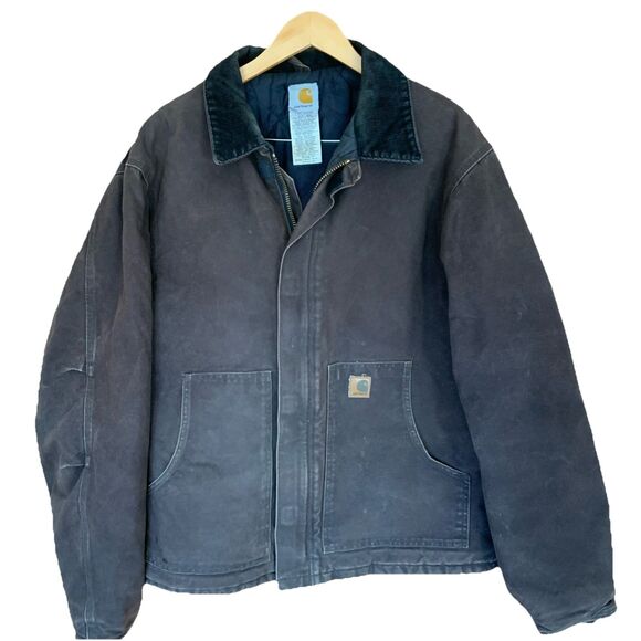 Vintage Carhartt Jacket J22 DKB Brown XL Tall Quilted Faded Work Coat Distressed - Picture 1 of 7